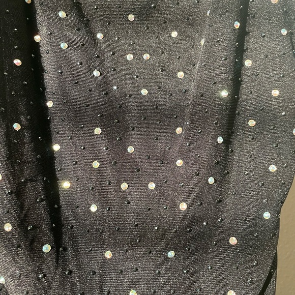 NWT Black Mesh Rhinestone Mini Dress - Picture 8 of 9